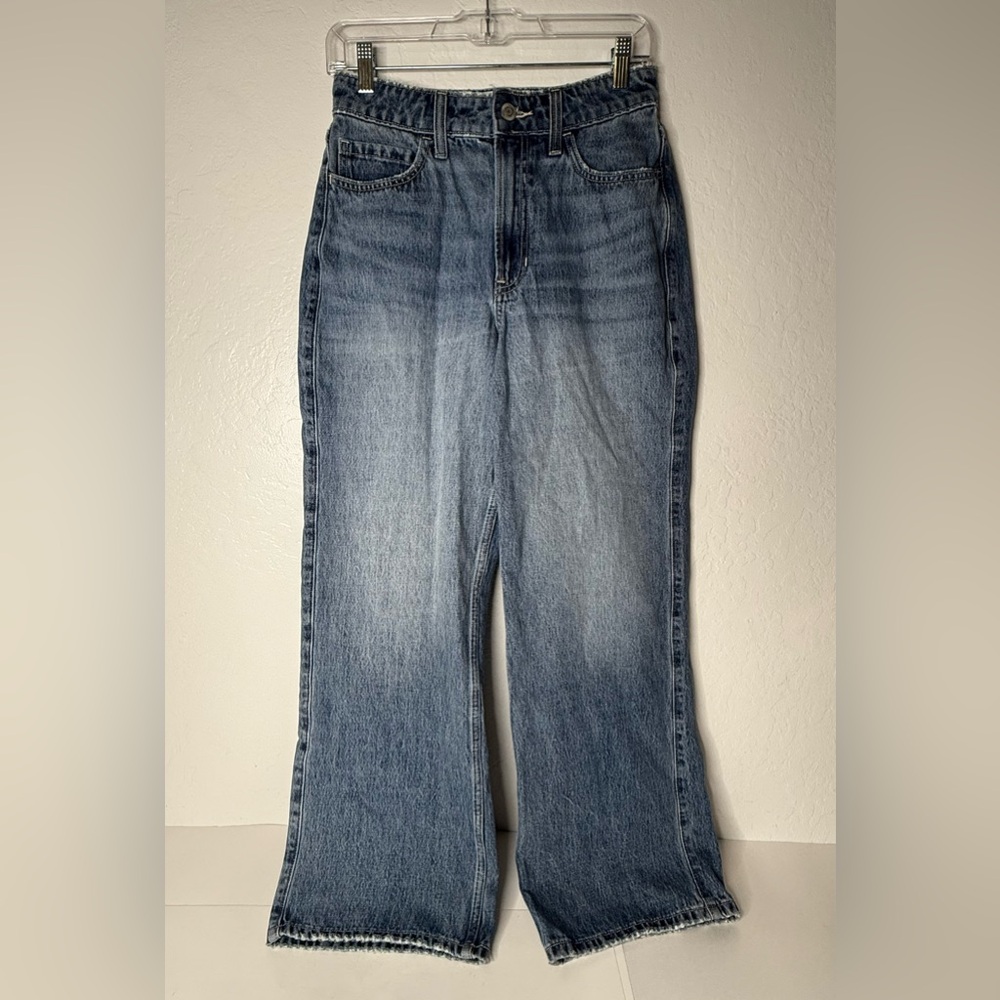Hollister Womens Ultra High-Rise Baggy Jeans Size 2S /w26 Short‎ Blue Y2K NEW